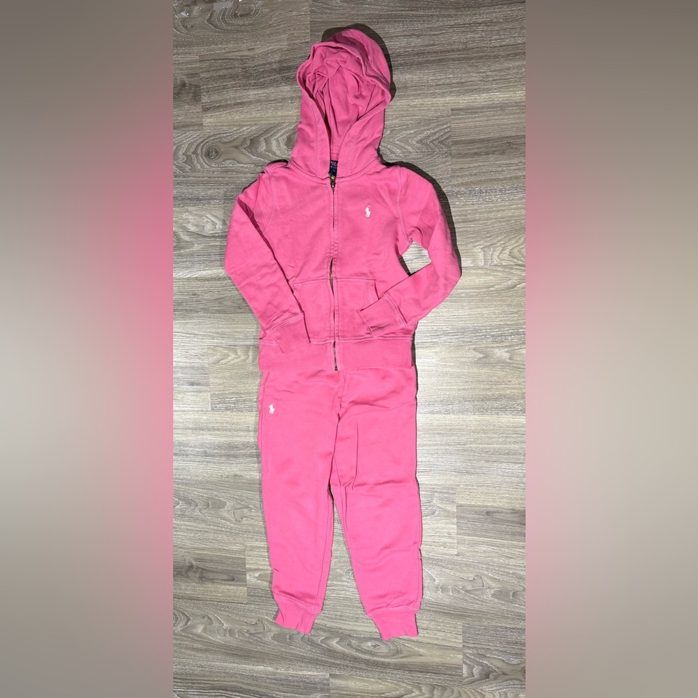 Size 7 Polo - Pink Hooded Tracksuit